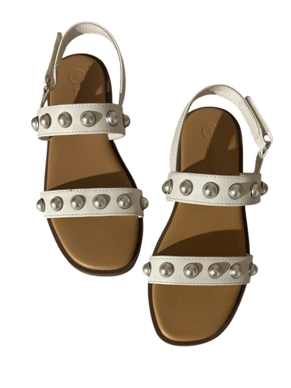 Cat & Jack White Pearl-Stud Double Strap Slingback Sandals